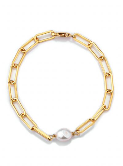 Andcopenhagen Smykker Andcopenhagen - Chunky Pearl chain Armbånd - Guldbelagt 925 sterlingsølv