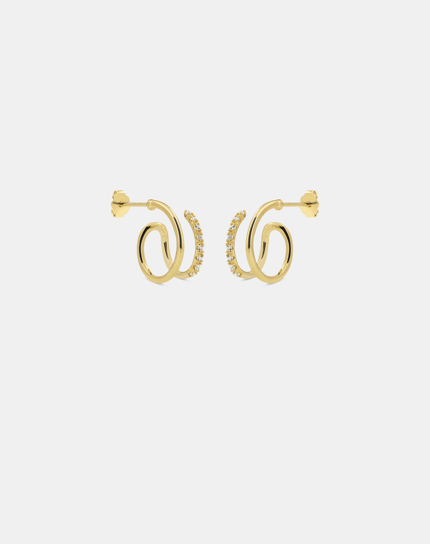 Andcopenhagen Guldøreringe Andcopenhagen - Shiny double swirl hoops - guldbelagte øreringe