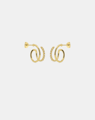 Andcopenhagen - Earrings hoops - 18 carat gold plated 925 sterling silver - Shiny double swirl