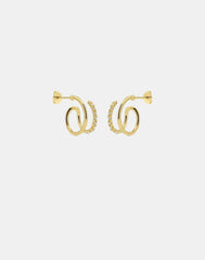 Andcopenhagen - Earrings hoops - 18 carat gold plated 925 sterling silver - Shiny double swirl