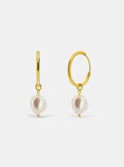 Andcopenhagen Jewelry - Earrings hoops - 18 carat gold-plated 925 sterling silver - Stinna Pearl hoop