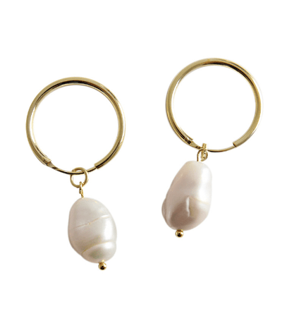 Andcopenhagen Guldøreringe Andcopenhagen - Pearl hoop - Klassiske perle øreringe - 18 karat guldbelagt sterlingsølv