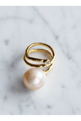 Andcopenhagen - Ring - 18 karat guldbelagt messing - Rose Pearl