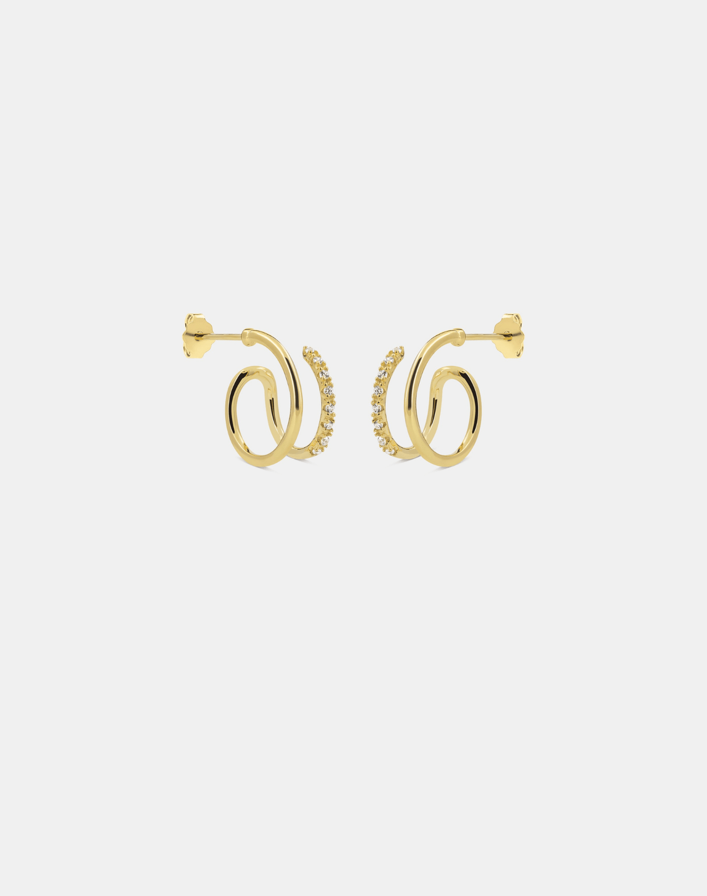 Andcopenhagen Guldøreringe Andcopenhagen - Shiny double swirl hoops - guldbelagte øreringe