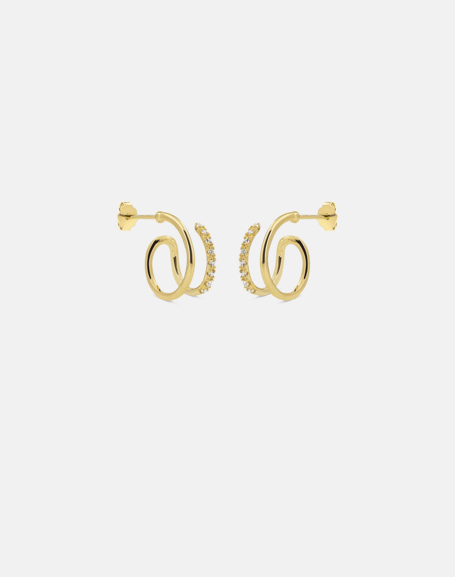 Billede af Andcopenhagen - Shiny double swirl hoops - guldbelagte øreringe