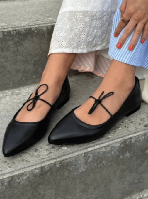 Copenhagen Shoes Sko Ballerina med sløjfe - Sort - A beauty blk - Copenhagenshoes