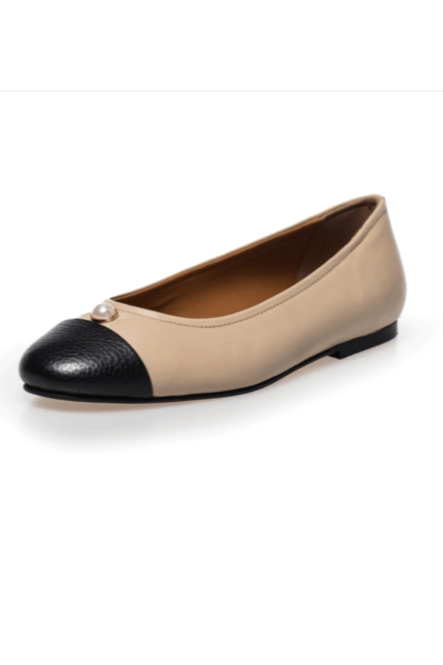 Copenhagen Shoes Sko Ballerina - The pearl Ballerina - Beige/Black - Copenhagenshoes