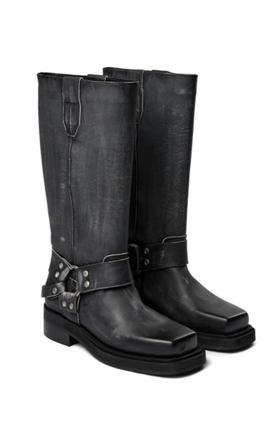 Biker boots Angelina Vintage Black leather Pavement