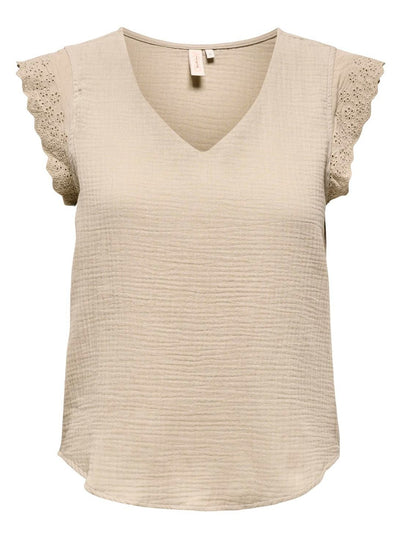 Only t-shirts &amp; toppe Bomuldstop - Beige - Thyra - Only