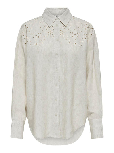 JDY Overdele Broderi Anglaise Skjorte - Silvia Beige - JDY