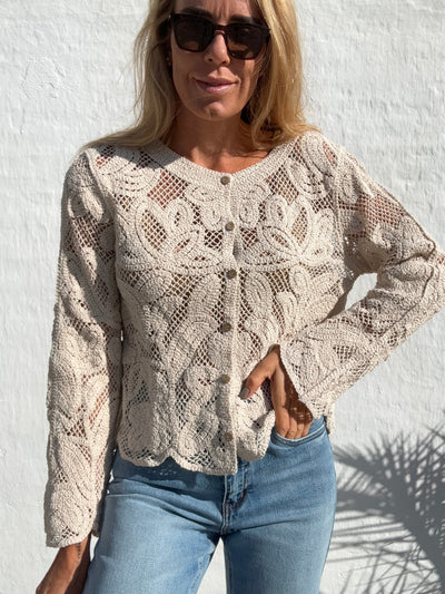 Sassy Copenhagen cardigan Crochet cardigan - beige - Lilian - Sassy Copenhagen