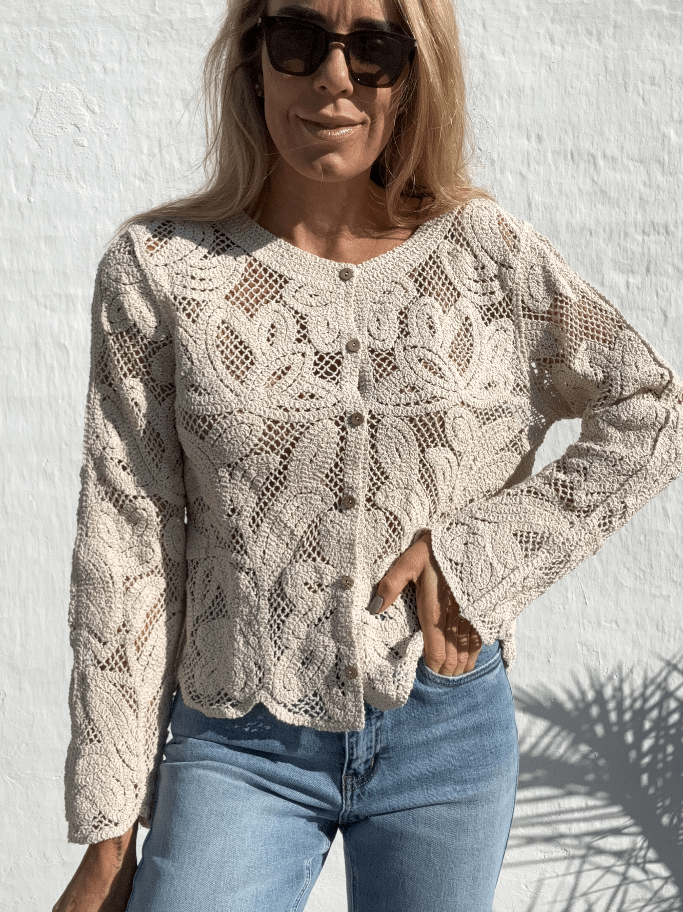 Sassy Copenhagen cardigan Crochet cardigan - beige - Lilian - Sassy Copenhagen