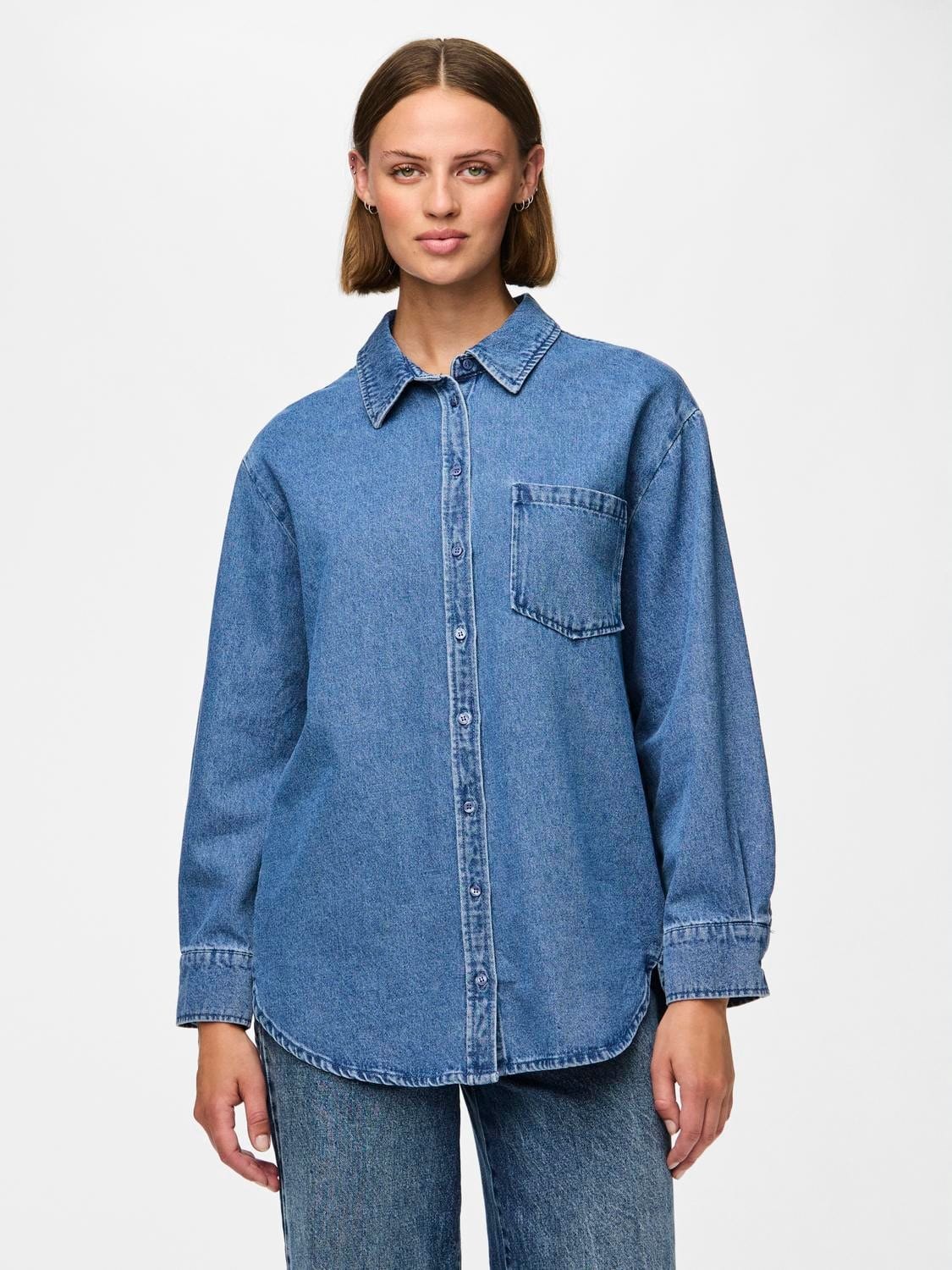 Only skjorte Denim skjorte - Blue denim - Maisie - Only