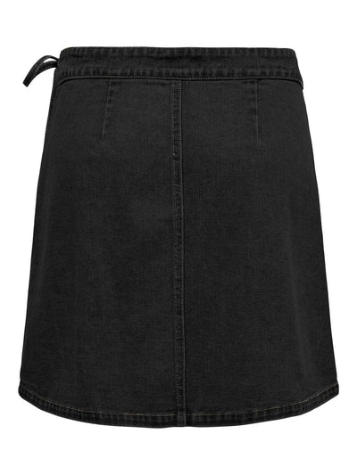Only Underdele Denim wrap nederdel - Washed black - Villa - Only