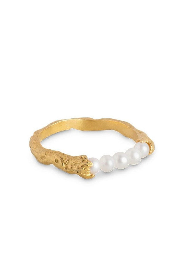 Enamel Smykker ENAMEL Ailana - Guld ring med ferskvandsperler