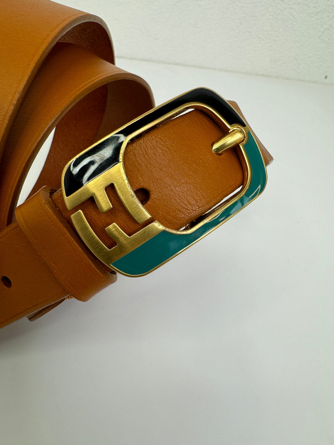 Fendi Belt Cognac Secondhand Gold buckle Stilkompagniet