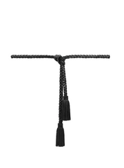 Braided tie belt - 100% calfskin - Black - 16058 - Depeche 