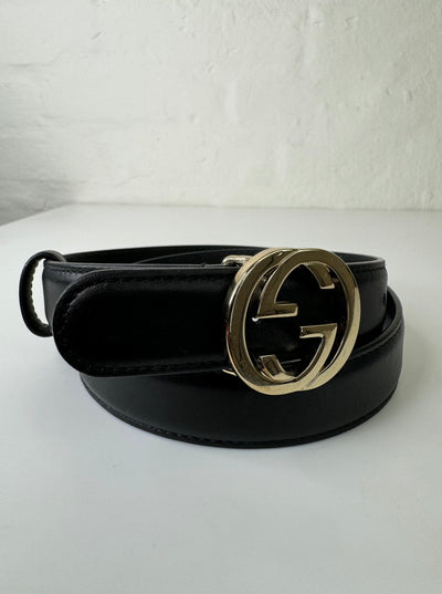 Preloved bælte Gucci Interlocking- Bælte med guld logo - Secondhand