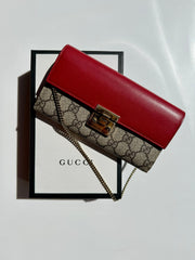 Gucci - Padlock chain wallet clutch taske - Logo og rød - Secondhand