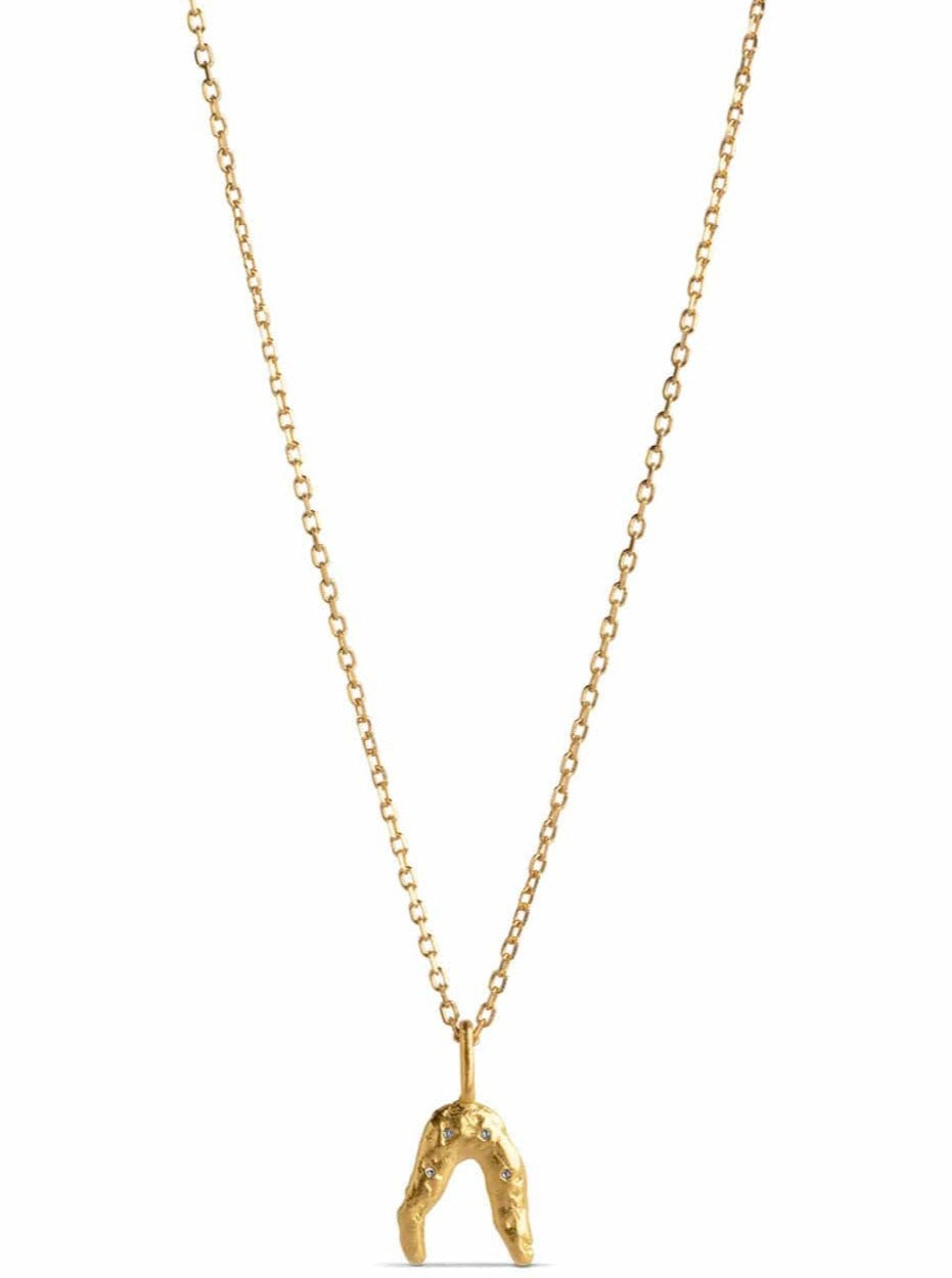 Enamel Smykker Guld halskæde med små sten - Wishbone - Enamel