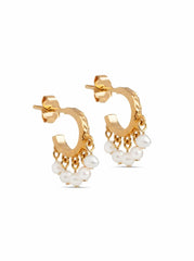 Gold hoops with freshwater pearls - Astrid - Enamel