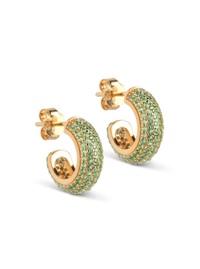 Enamel Smykker Guld hoops med grønne sten - Mini sparkling Luna - Enamel