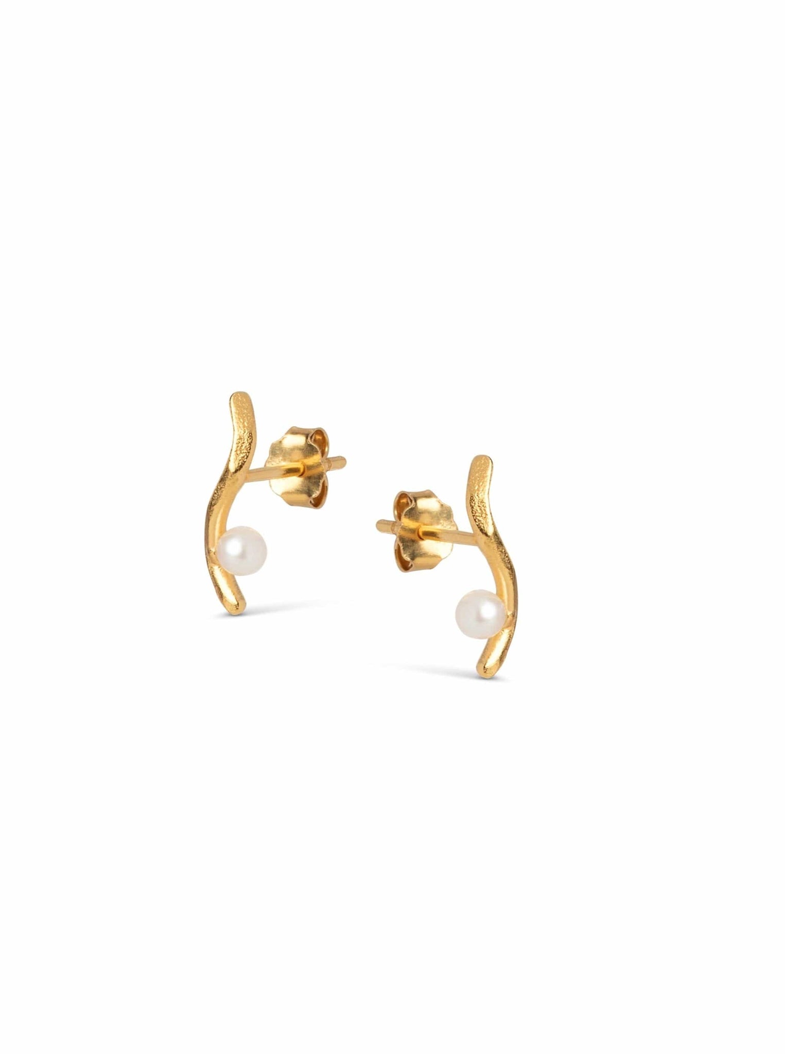 Billede af Guld øreringe med ferskvandsperler - Ivory - Enamel