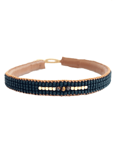 Ibu Jewels Smykker Håndlavet perle armbånd - Stone line black - CH01 - Ibu Jewels