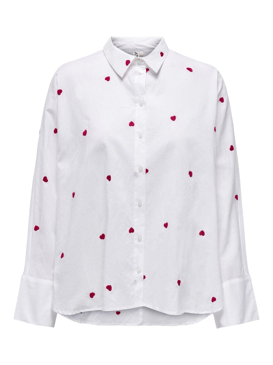 Se Hvid skjorte med Røde Hjerter - Lina - Only hos stilkompagniet.dk