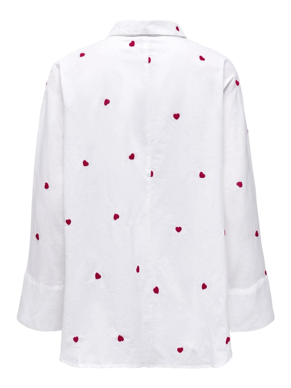 Only Overdele Hvid skjorte med Røde Hjerter - Lina - Only