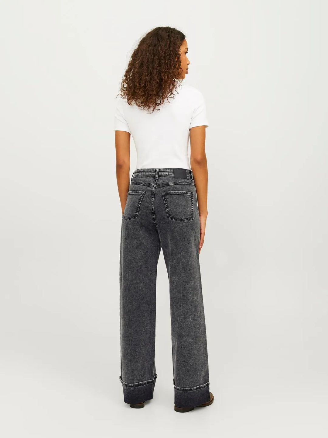 【KOOLOSET】Roll-Up Grey Wide Denim Girl's faded grey wide-legged jeans Okaïdi & Obaïbi