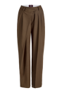 JJXX JXPOLINA Filippa Barrel MW Pants TLR in Demitasse brown, featuring a high-rise barrel fit with a zip fly closure, shown