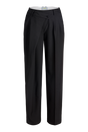 JJXX JXPOLINA Filippa Barrel MW Pants TLR in black, featuring a high-rise barrel fit with a zip fly closure, shown flat.