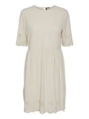 Hør Kjole med broderi - Beige - Almina - Pieces