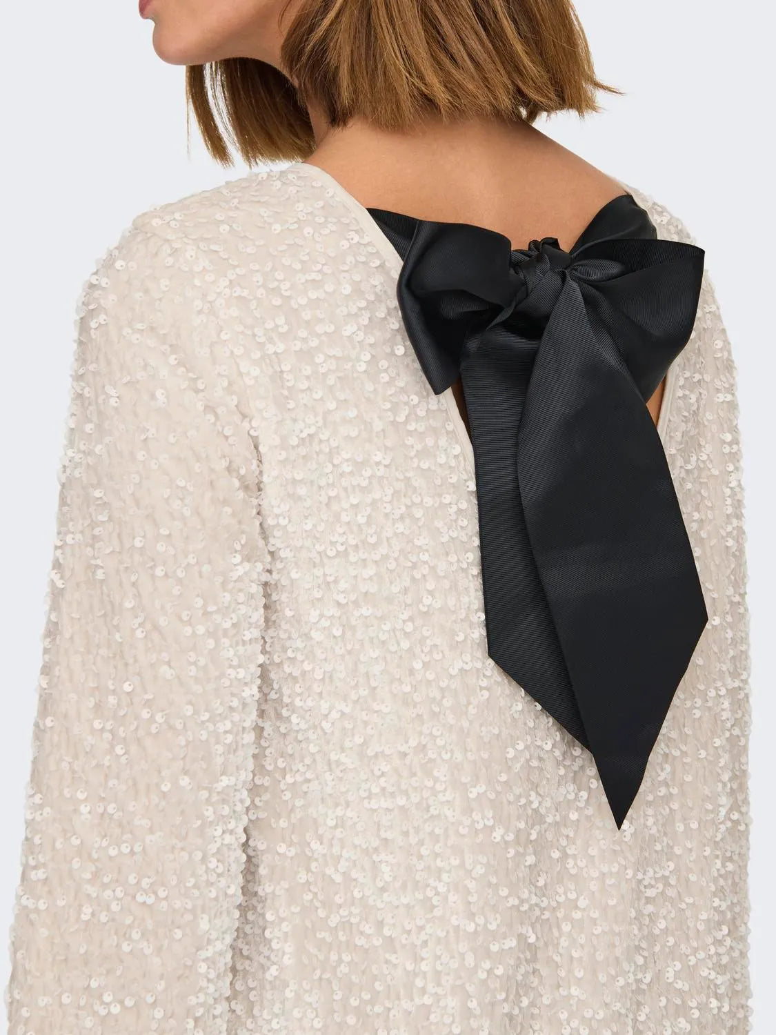 ONLY - Dress - White sequins with bow - Anika