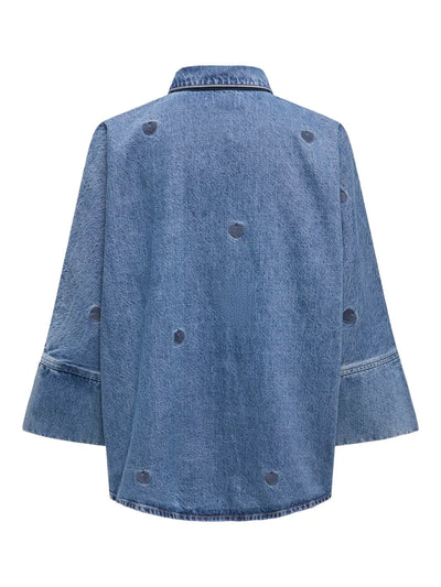 Only - Denim skjorte - Blue denim with hearts - Grace