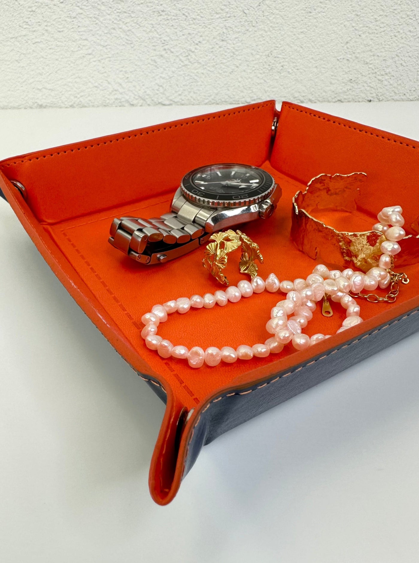 Andcopenhagen Accessories Orange organizer - Opbevarings læder bakke