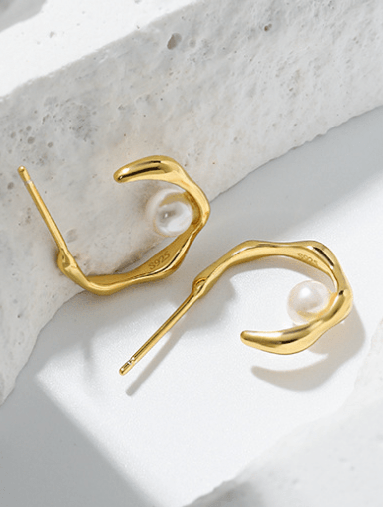 Andcopenhagen Accessories Perle hoops - 18 karat Guldbelagte øreringe - Andcopenhagen