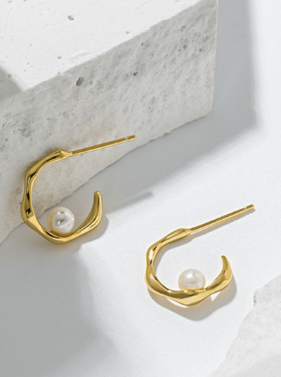 Andcopenhagen Accessories Perle hoops - 18 karat Guldbelagte øreringe - Andcopenhagen