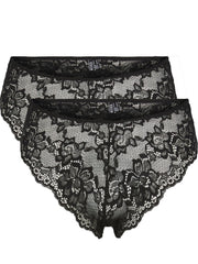 Pieces - Lina Lace Wide Brief Trusser 2pak. - Sort Blonde