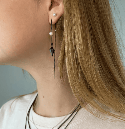 HYMNESS Accessories Rita Chain Sort - Earrings/Øreringe - HYMNESS