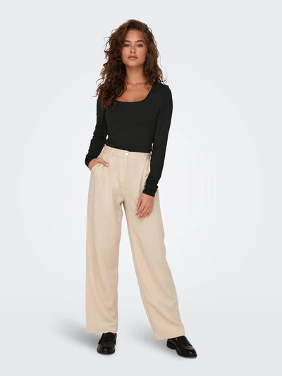 Only - Bluse - Two way deep neck - Black - Ea