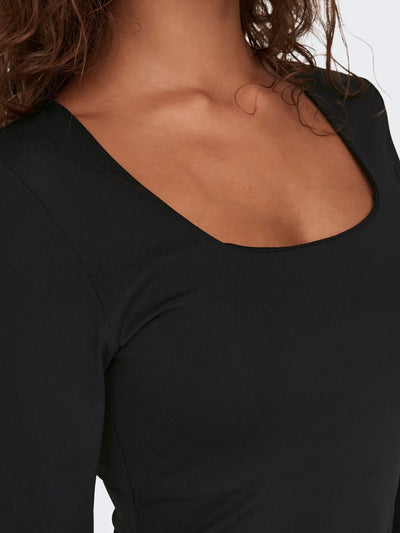 Only - Bluse - Two way deep neck - Black - Ea