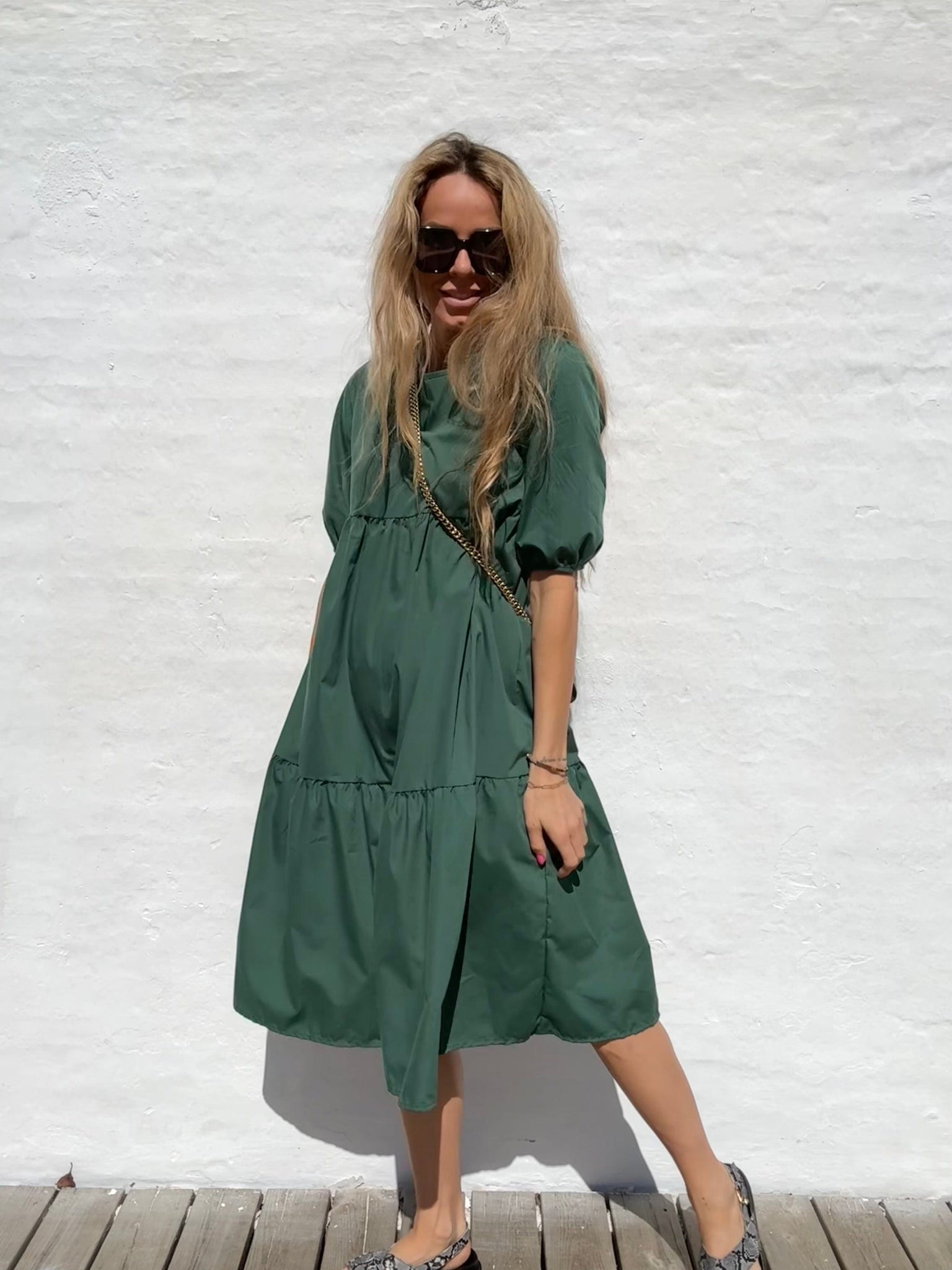 Billede af Sassy Copenhagen - Marie kjole med tshirt ærmer - Grøn sss ( bemærk preorder)