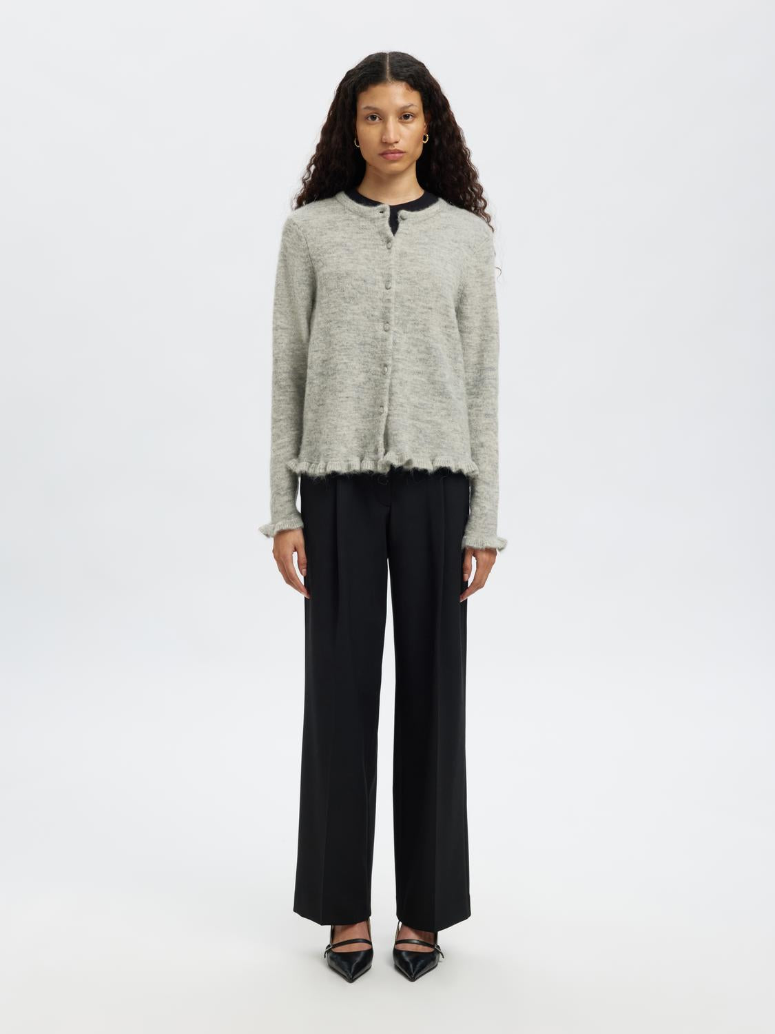 Selected Femme - Cardigan - Light grey melange - Lulu Frill