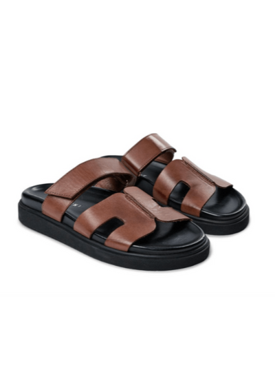 Pavement Sko Slip in sandal - Tan/Sort Maru - Pavement