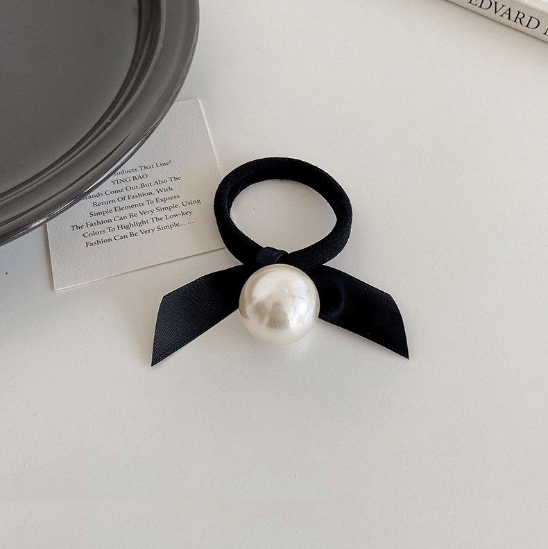 Andcopenhagen Accessories Sløjfe perle hårelastik - Hazel Sort- Andcopenhagen