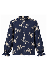 Sassy Copenhagen - Skjorte med broderet blomster - Mørkeblå - Stella
