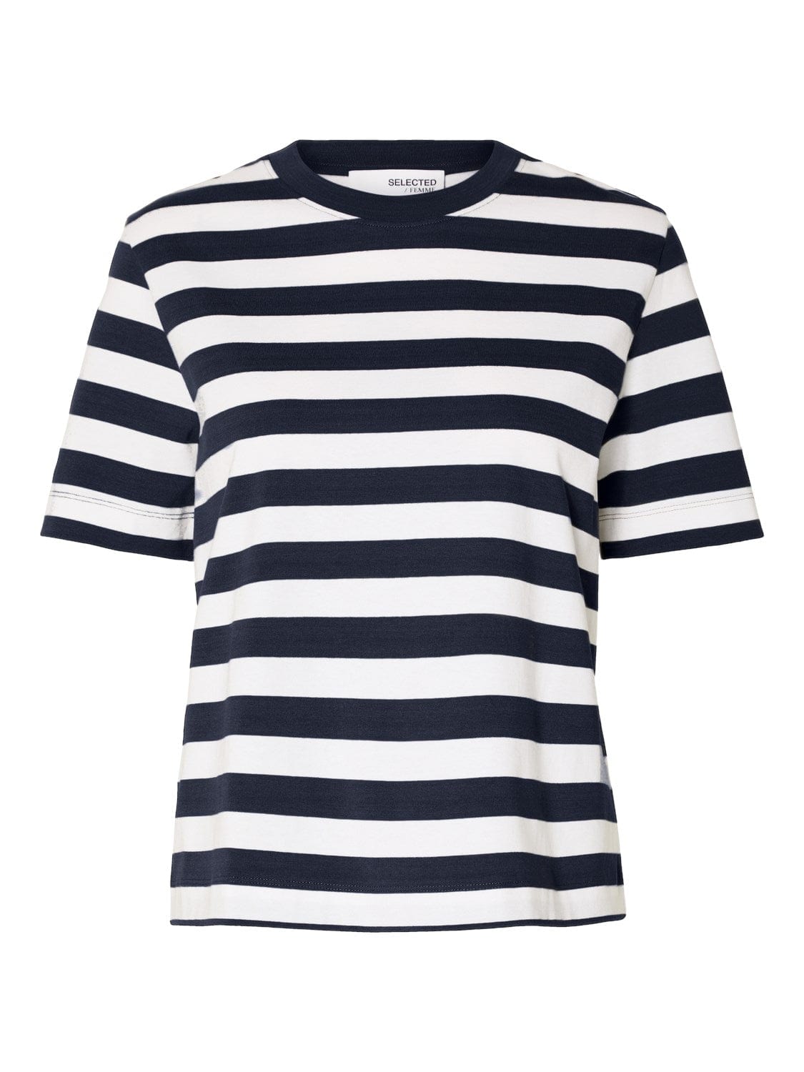 Selected Femme t-shirts &amp; toppe Stribet Blå/Hvid boxy tshirt- Selected Femme Essential