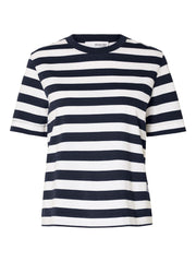 Striped Blue/White boxy tshirt- Selected Femme Essential